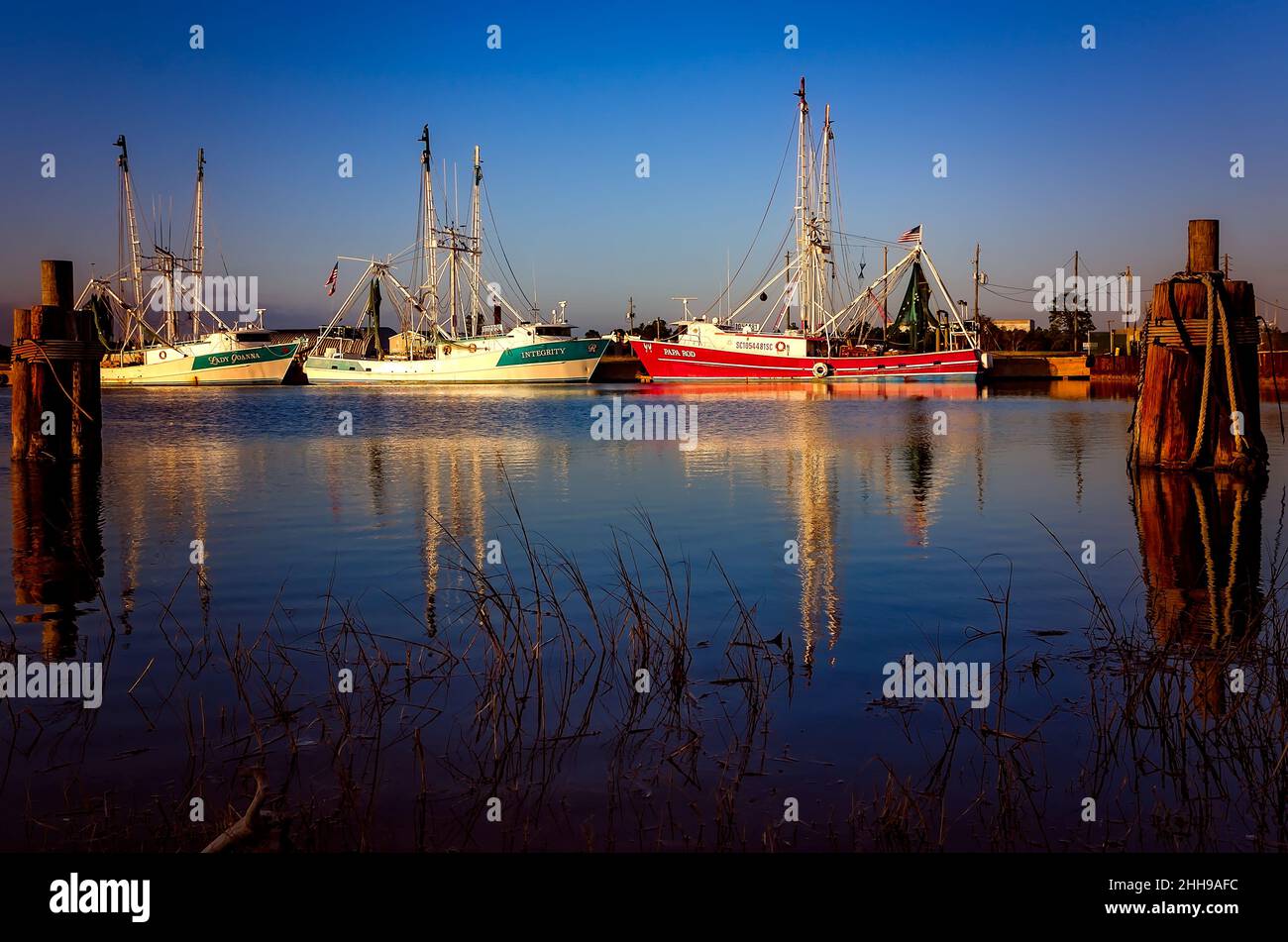 Shrimp boats are pictured, Dec. 24, 2016, in Bayou La Batre, Alabama. The city is known as the Seafood Capital of Alabama. Stock Photo