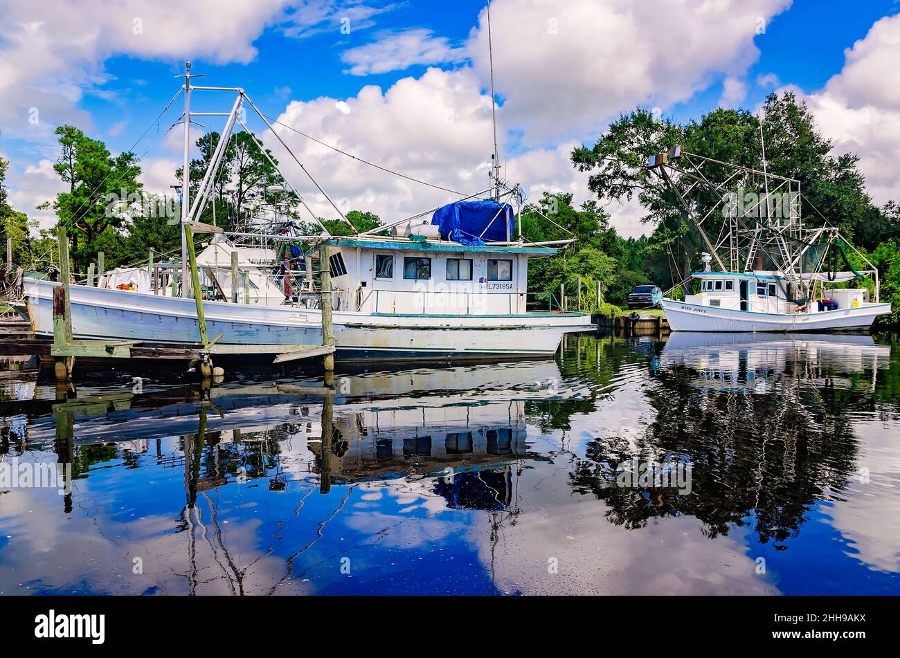 Shrimp boats are pictured, Sept. 17, 2016, in Bayou La Batre, Alabama. The city is known as the Seafood Capital of Alabama. T Stock Photo