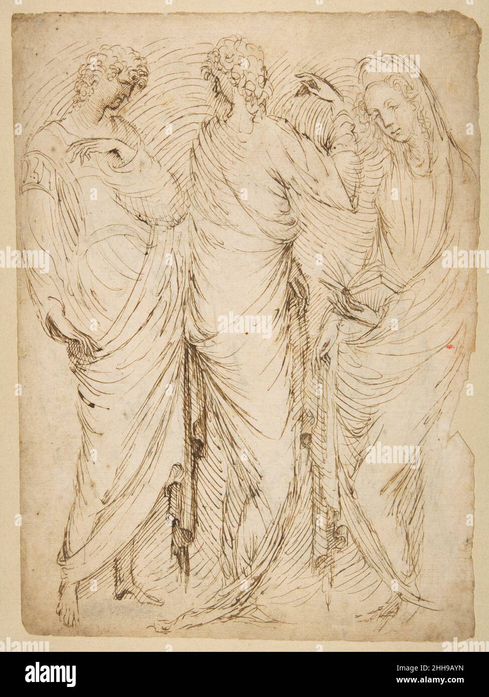 Three Standing Figures (recto); Seated Woman and a Male Hermit in Half