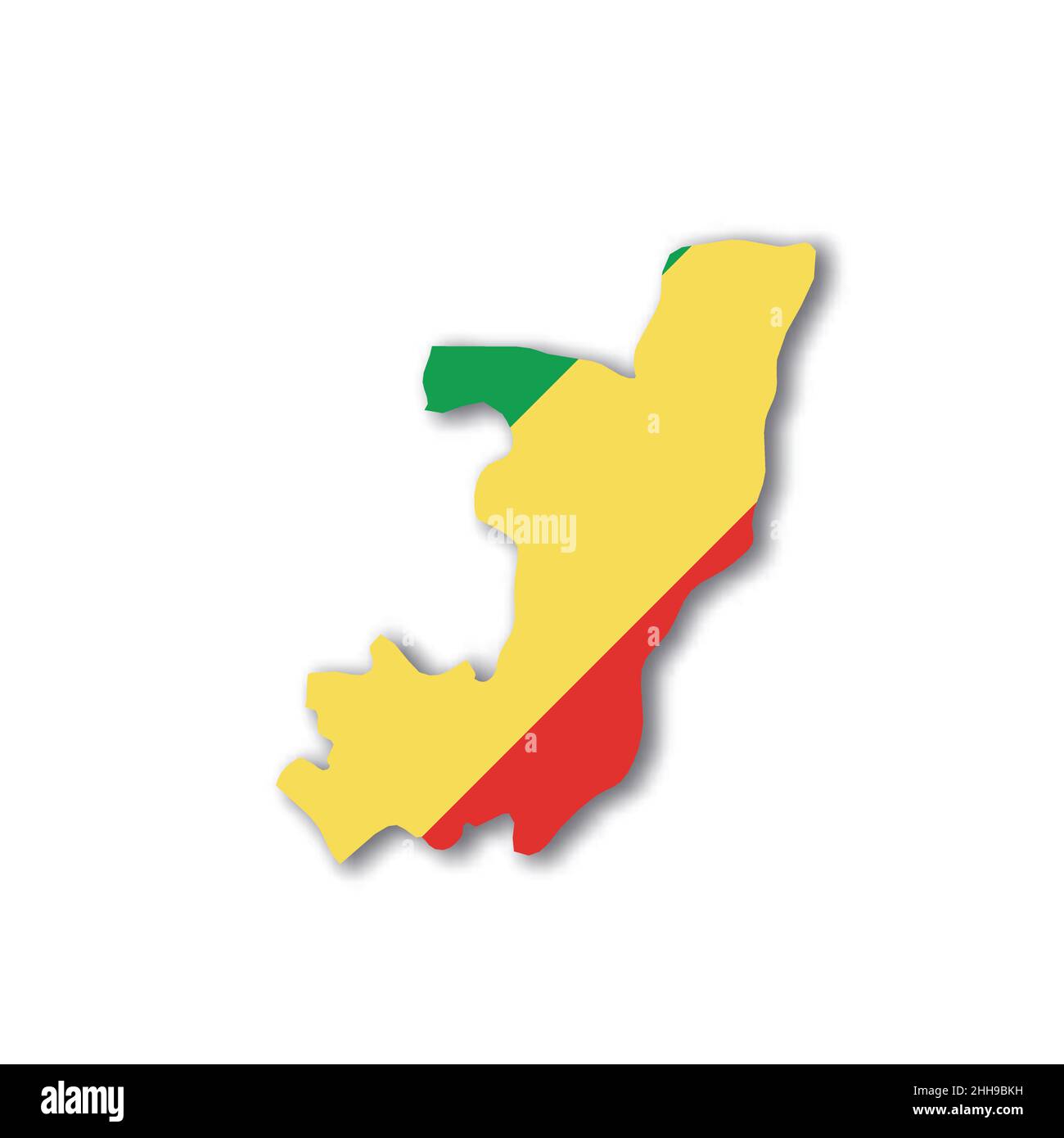 Republic of the Congo, former Zaire national flag in a shape of country map Stock Vector