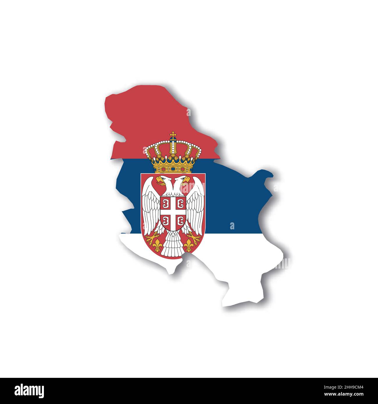 Serbia national flag in a shape of country map Stock Vector