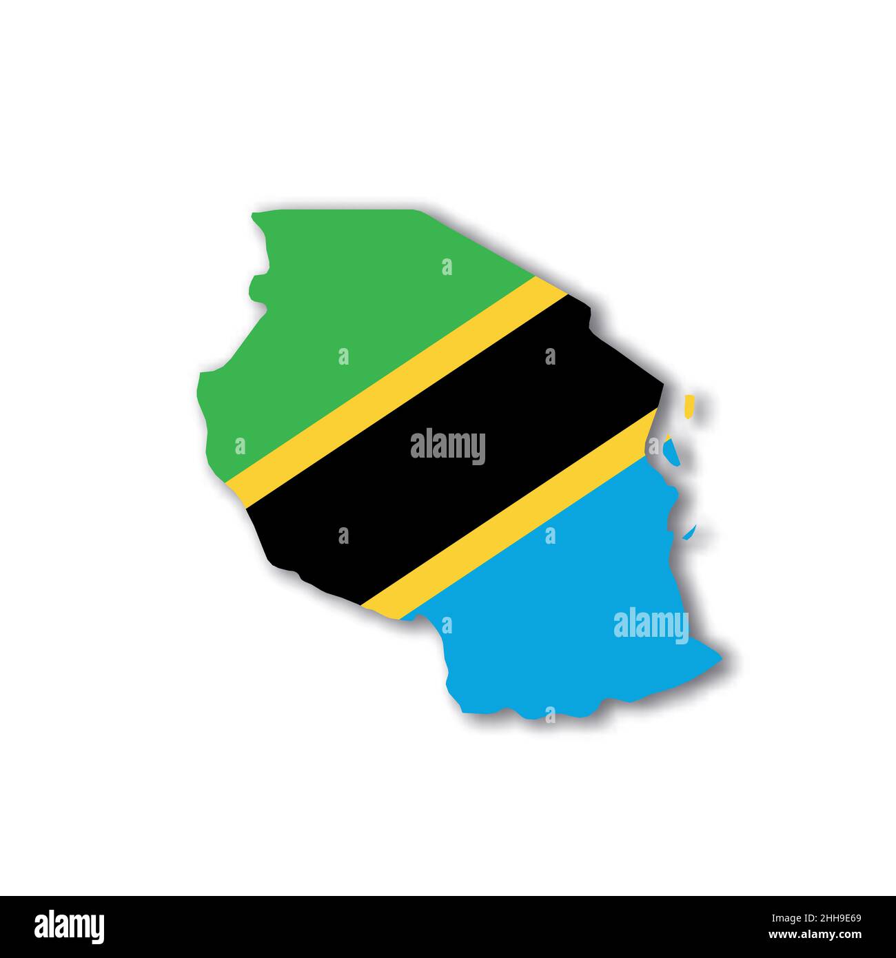 Tanzania national flag in a shape of country map Stock Vector Image ...