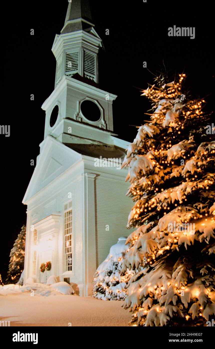 New England outdoors Christmas tree Stock Photo
