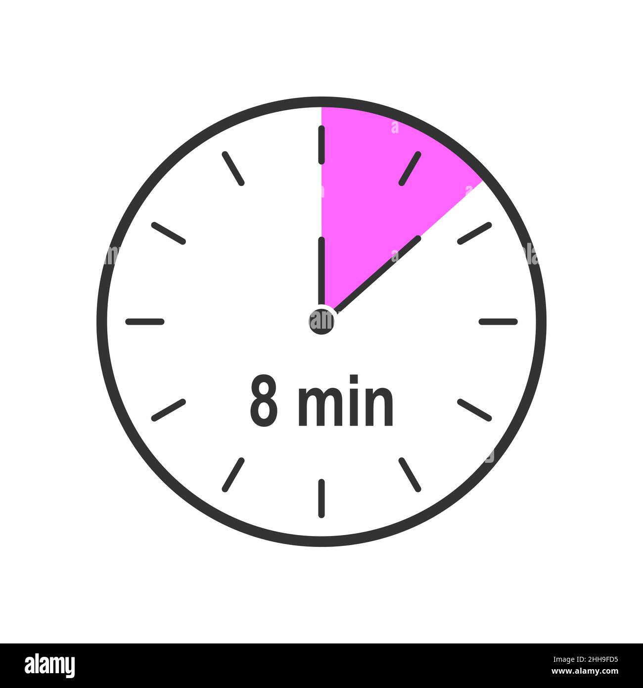 Timer icons with 8 minute interval. Countdown clock or stopwatch symbol. Infographic element for cooking preparing instruction. Vector flat illustration Stock Vector Image & Art - Alamy