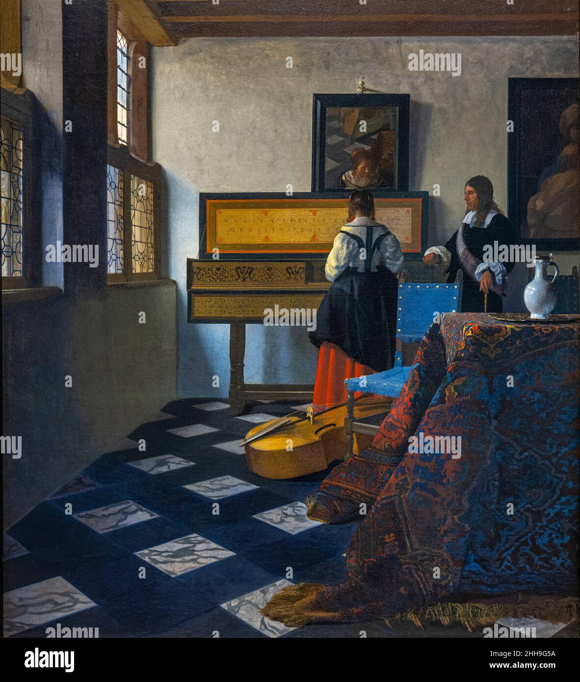 JOHANNES VERMEER (1632-1675) A LADY AT THE VIRGINALS WITH A GENTLEMAN 'THE MUSIC LESSON'(1660) THE QUEEN'S GALLERY BUCKINGHAM PALACE LONDON ENGLAND U Stock Photo