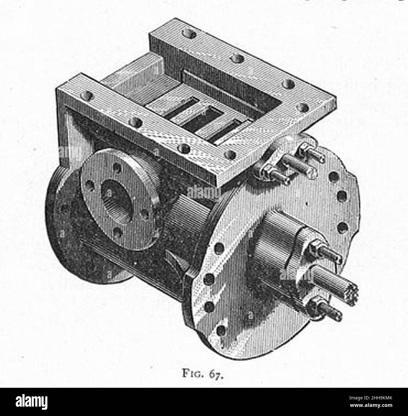 Slidevalve cylinder, threequarter view (Heat Engines, 1913 Stock