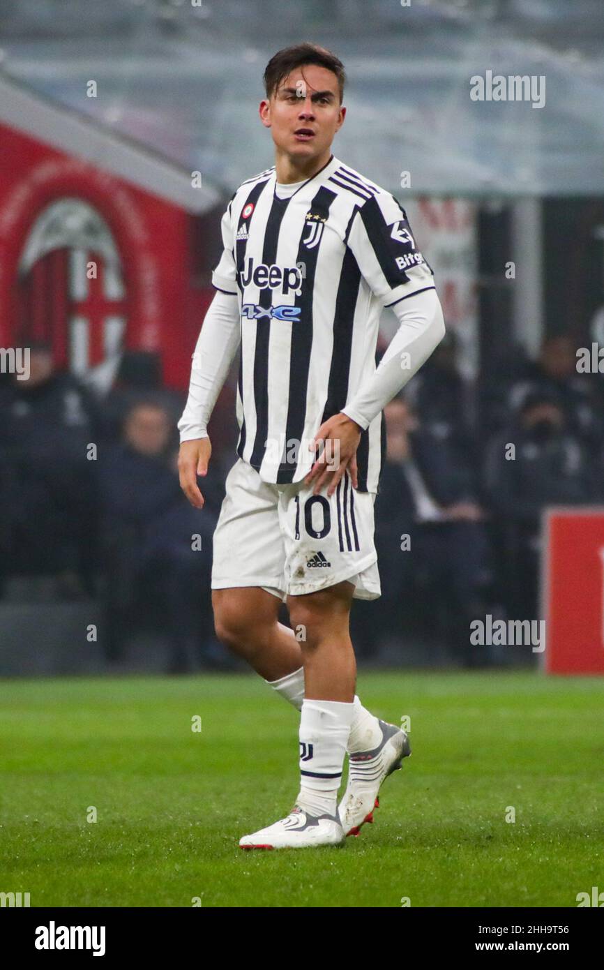 Paulo Dybala of Juventus FC during the Serie A football match between AC  Milan vs Juventus FC on January 23, 2022 at the Giuseppe Meazza stadium in  Milano, Italy Credit: Live Media
