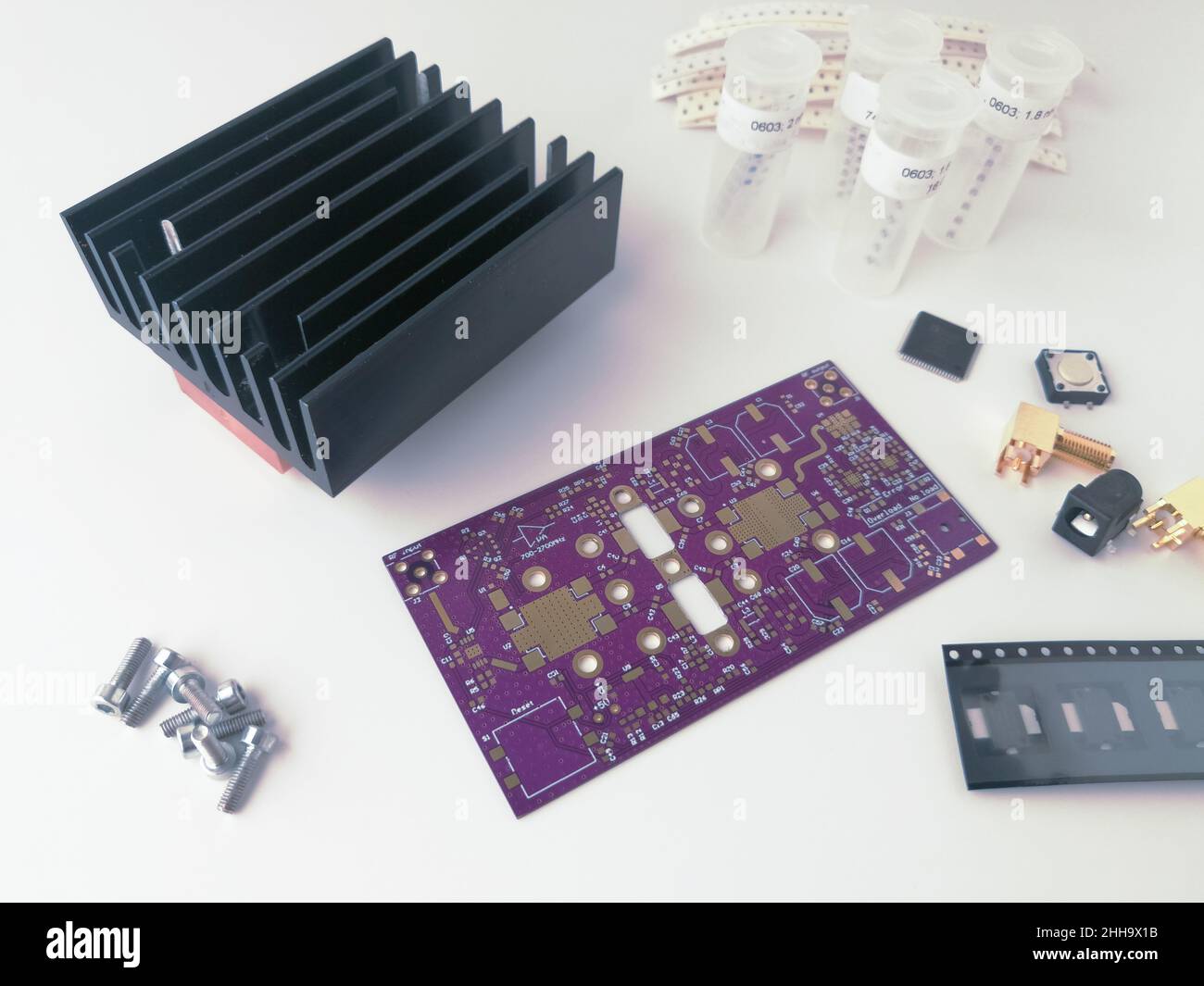 High power empty Radio Frequency printed circuit board PCB with many  components prepared for electronics assembly Stock Photo - Alamy