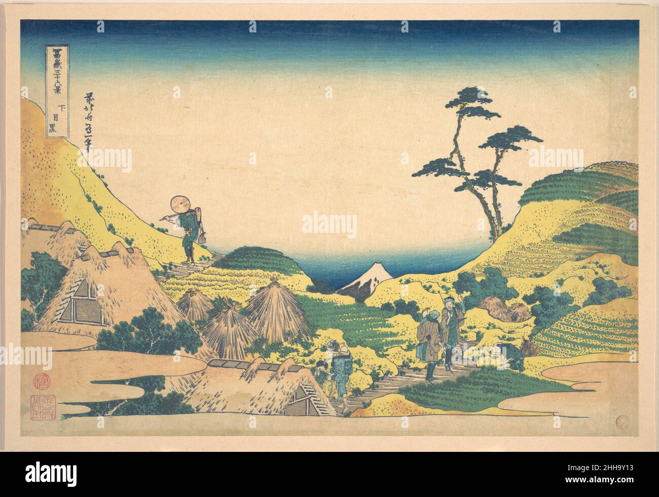 Lower Meguro (Shimo Meguro), from the series Thirty-six Views of Mount Fuji (Fugaku sanjūrokkei) ca. 1830–32 Katsushika Hokusai Japanese. Lower Meguro (Shimo Meguro), from the series Thirty-six Views of Mount Fuji (Fugaku sanjūrokkei)  55226 Stock Photo