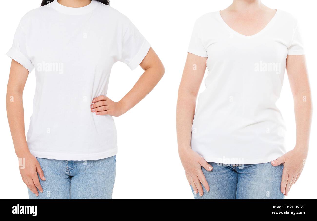 Collage two female shirt Cut Out Stock Images & Pictures - Alamy