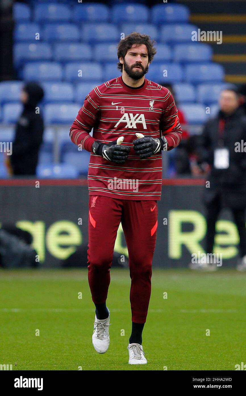 London Uk 23rd Jan 22 Alisson Becker Of Liverpool Warms Up During The Premier League Match Between Crystal Palace And Liverpool At Selhurst Park London England On 23 January 22 Photo By