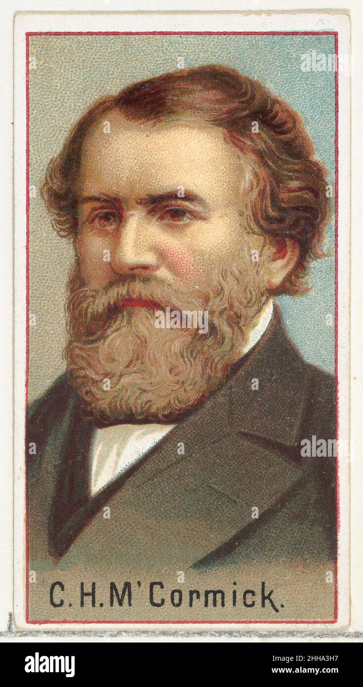 Cyrus Hall McCormick, printer's sample for the World's Inventors souvenir album (A25) for Allen & Ginter Cigarettes 1888 Issued by Allen & Ginter American Printer's samples for the collector's album 'World's Inventors' (A25), issued in 1888 to promote Allen & Ginter brand cigarettes. Citing Burdick's 'The American Card Catalog': 'Souvenir albums of this type, as issued by the tobacco companies, were probably intended to replace the individual cards if the smoker so desired, or at least enable him to own the entire collection of designs without the difficulty attendant to obtaining all the indi Stock Photo