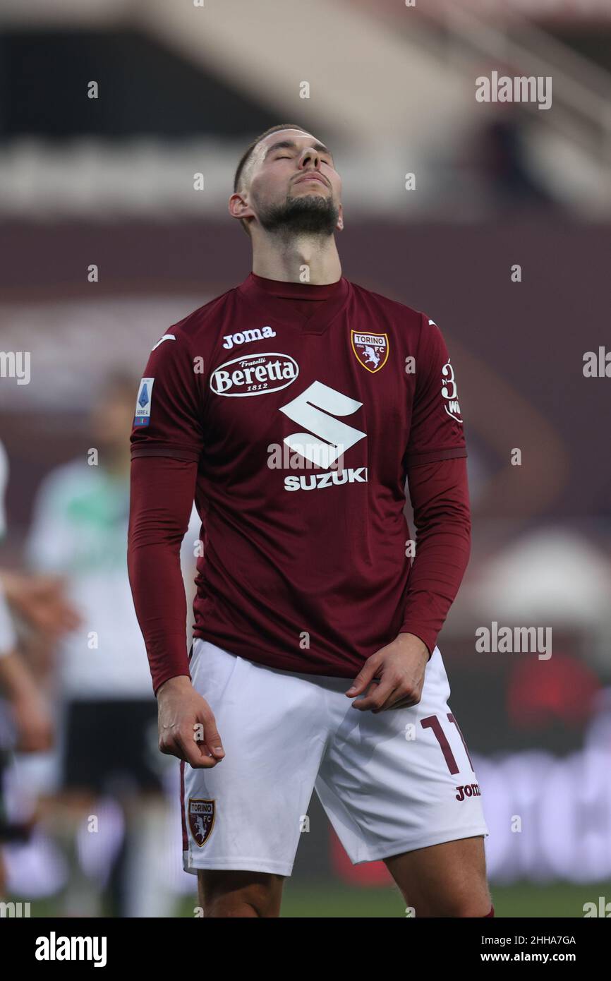 Turin, Italy. 23rd Jan, 2022. Marko Pjaca (Torino FC) reacts during Torino  FC vs US Sassuolo,