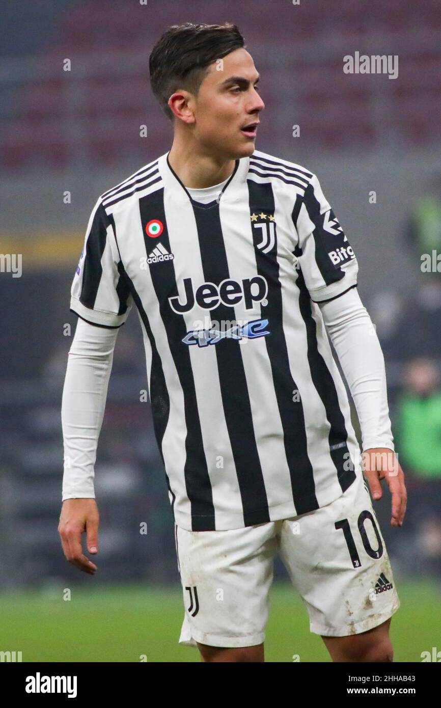 Paulo Dybala of Juventus FC in action during the Serie A football match  between AC Milan vs Juventus FC on January 23, 2022 at the Giuseppe Meazza  stadium in Milano, Italy Credit: