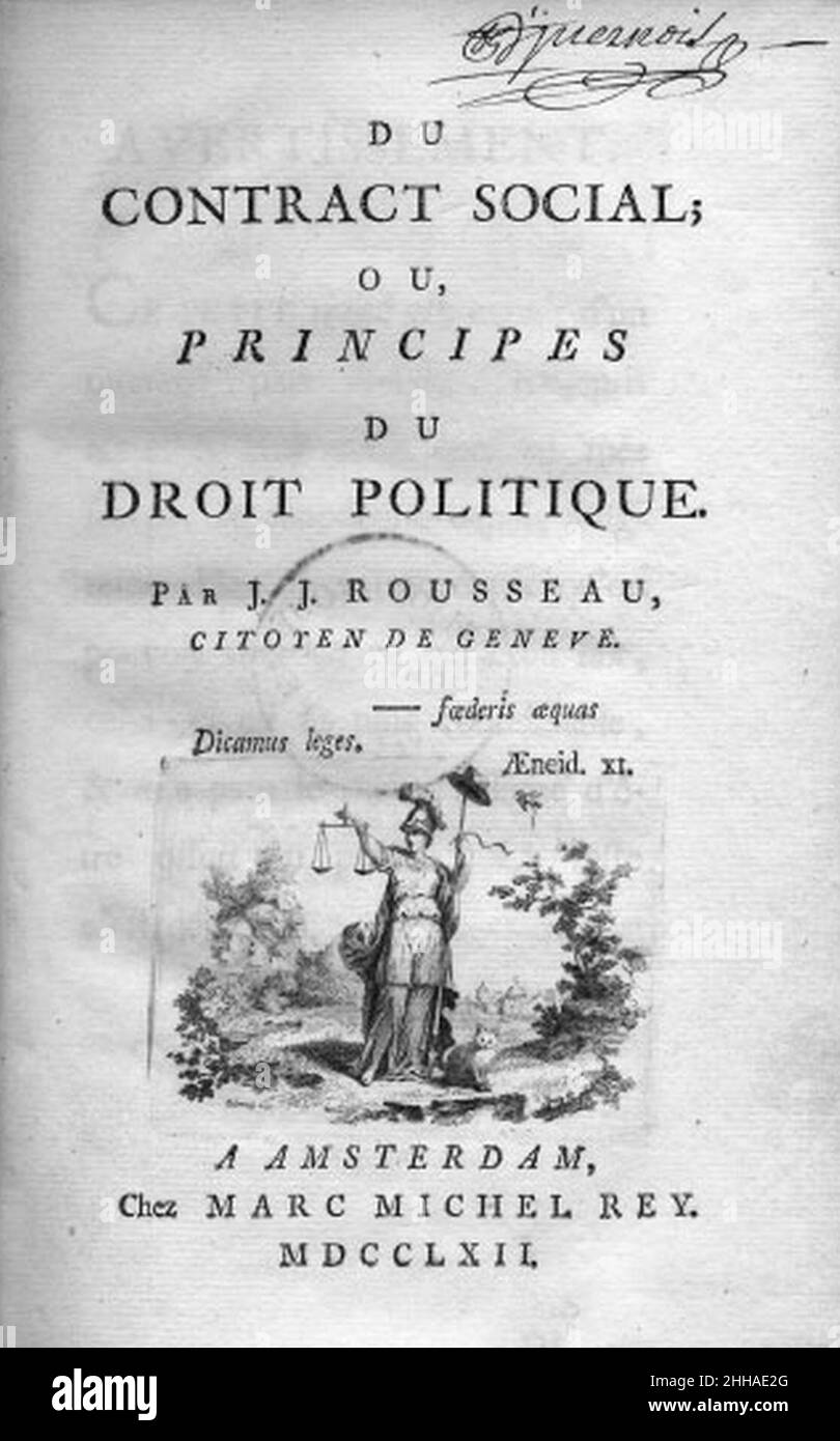 Social contract rousseau page Stock Photo Alamy