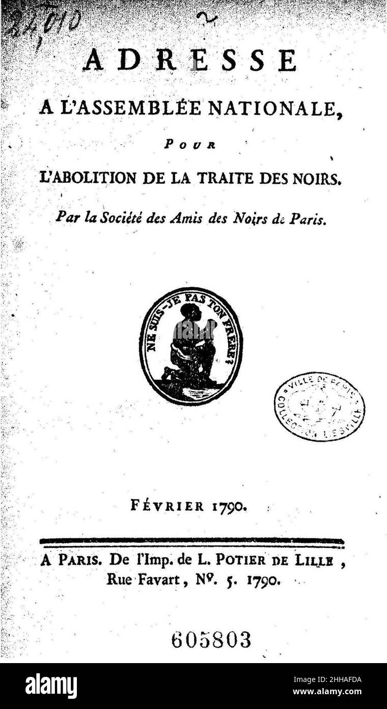 Société des amis des noirs février 1790. Stock Photo