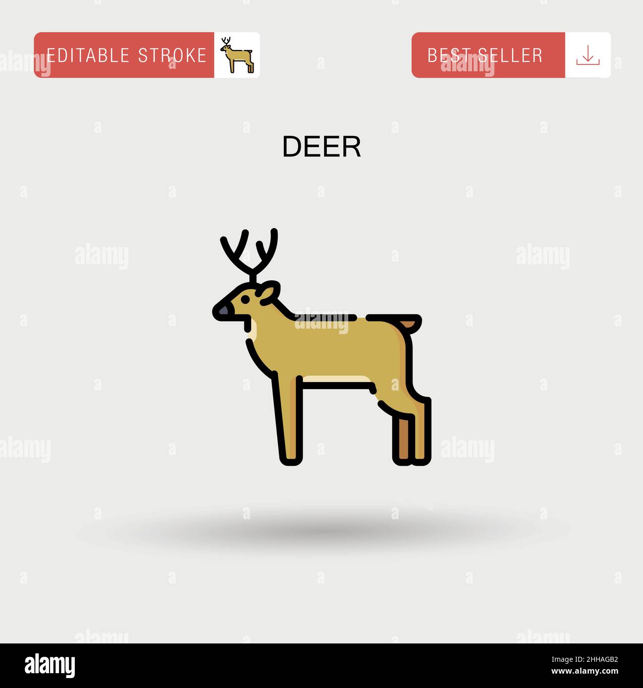 Deer Simple vector icon. Stock Vector