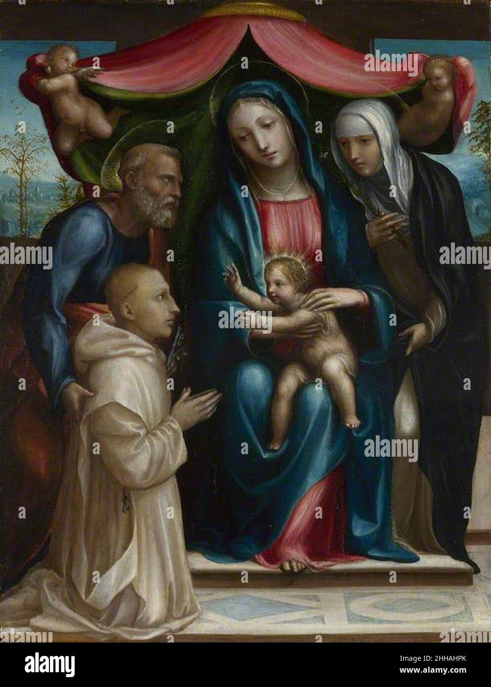 Sodoma (1477-1549) - The Madonna and Child with Saints Peter and Catherine of Siena and a Carthusian Donor Stock Photo