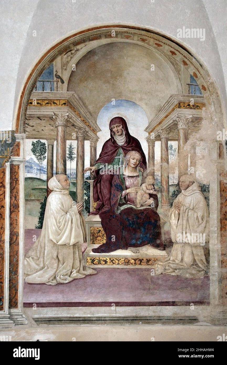 Sodoma (1503-04), Madonna in trono con Sant' Anna e monaci, MONTEPULCIANO-CHIUSI-PIENZA. Stock Photo