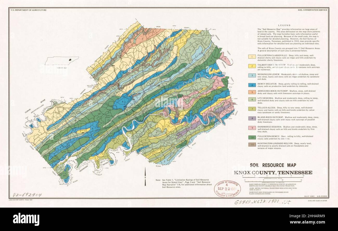 Soil resource map, Knox County, Tennessee Stock Photo