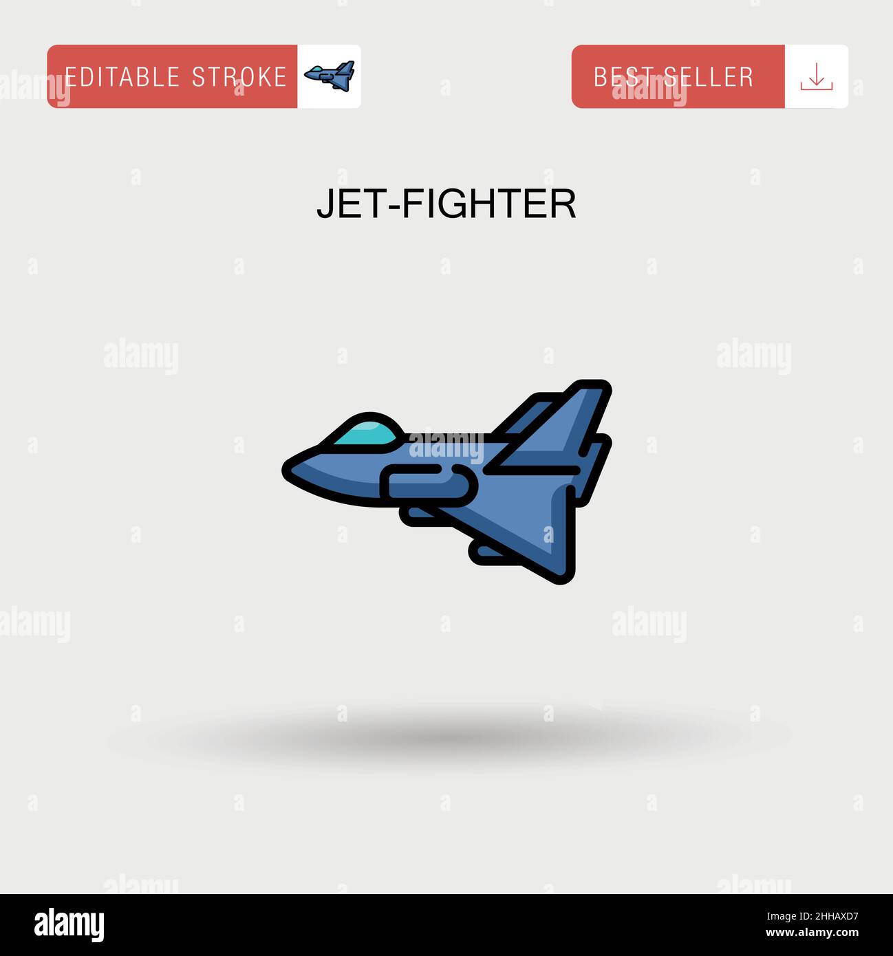 Jet-fighter Simple vector icon. Stock Vector