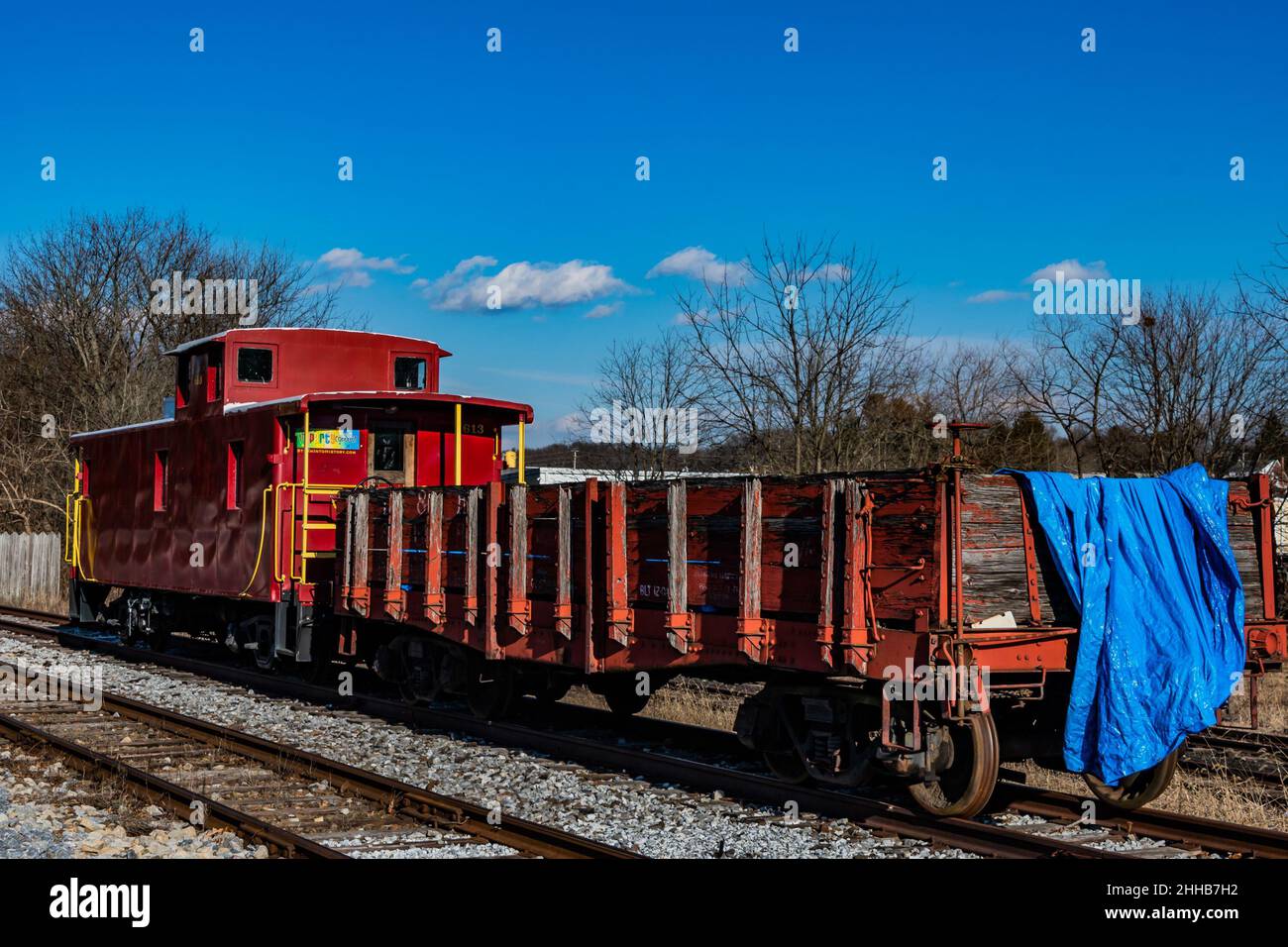 Caboose and Open Freightcar, Northern Central Railroad, New Freedom
