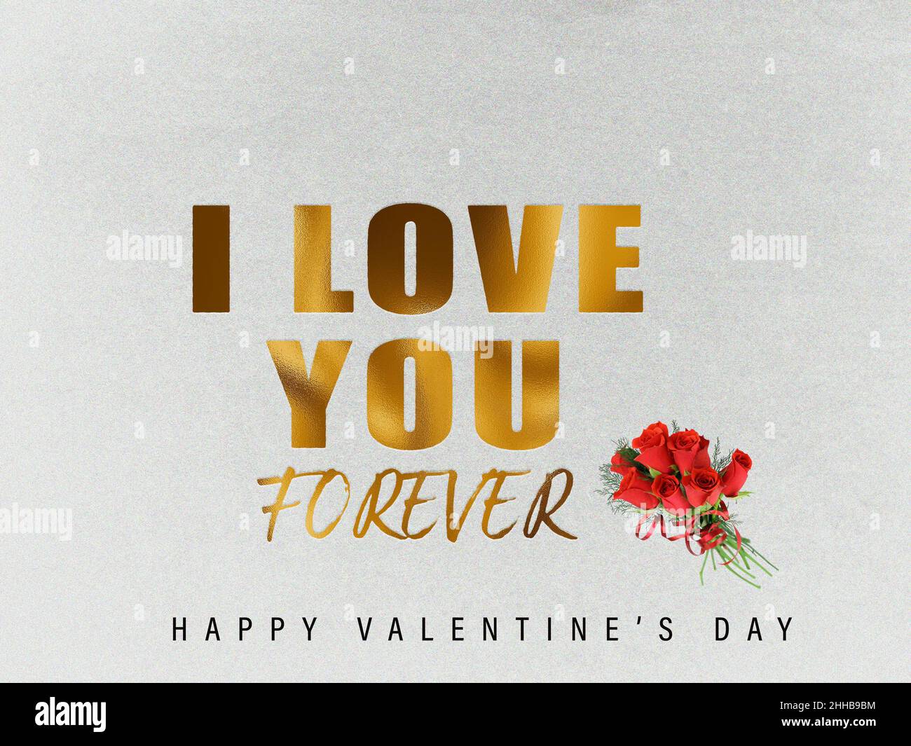 valentines day gift card -I love you forever greeting text with golden ...