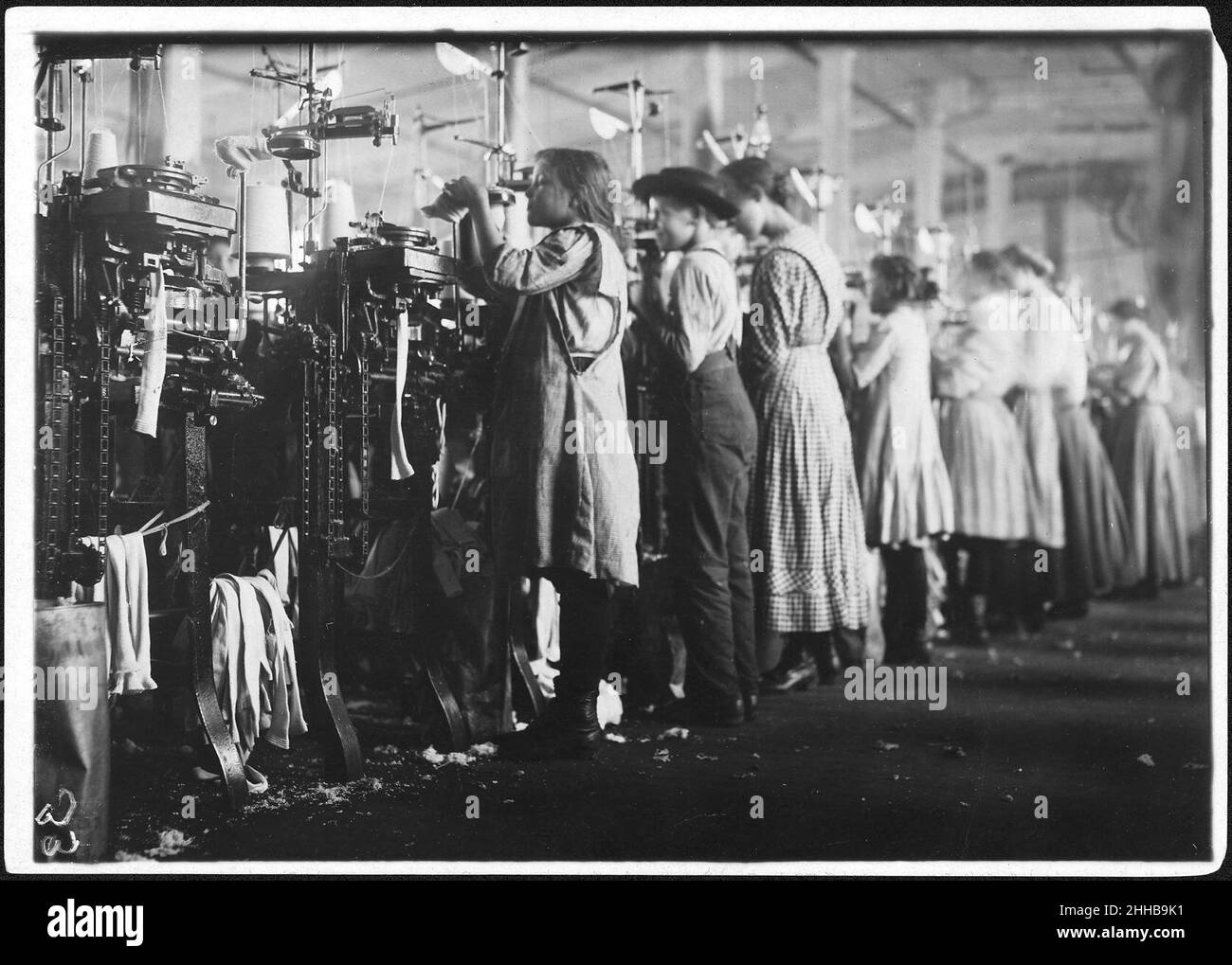Some of the young knitters in London Hosiery Mills. Photo during work hours. London, Tenn. Stock Photo