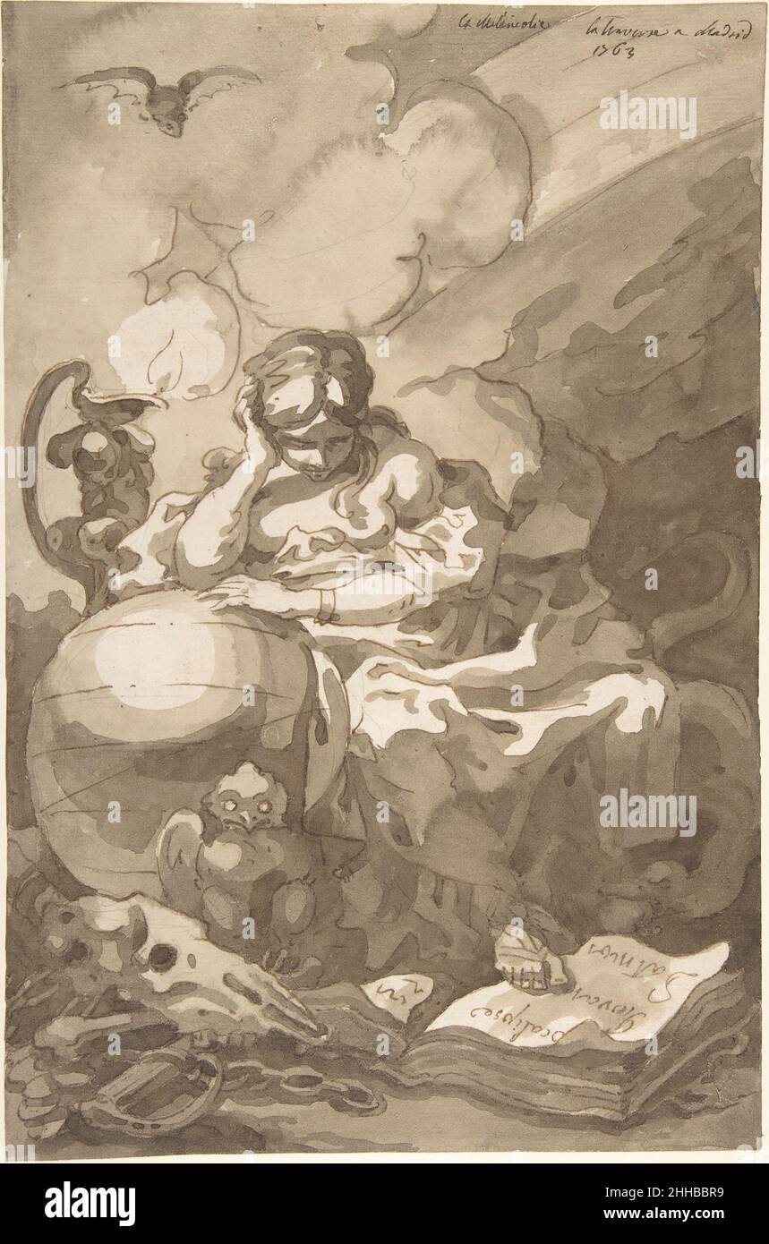 Allegorical Figure of Melancholy 1763 Charles de La Traverse French