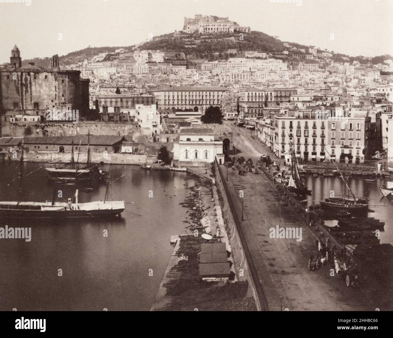 ITALIE Naples Panorama Photo Giorgio Sommer c1865 Stereo Vintage