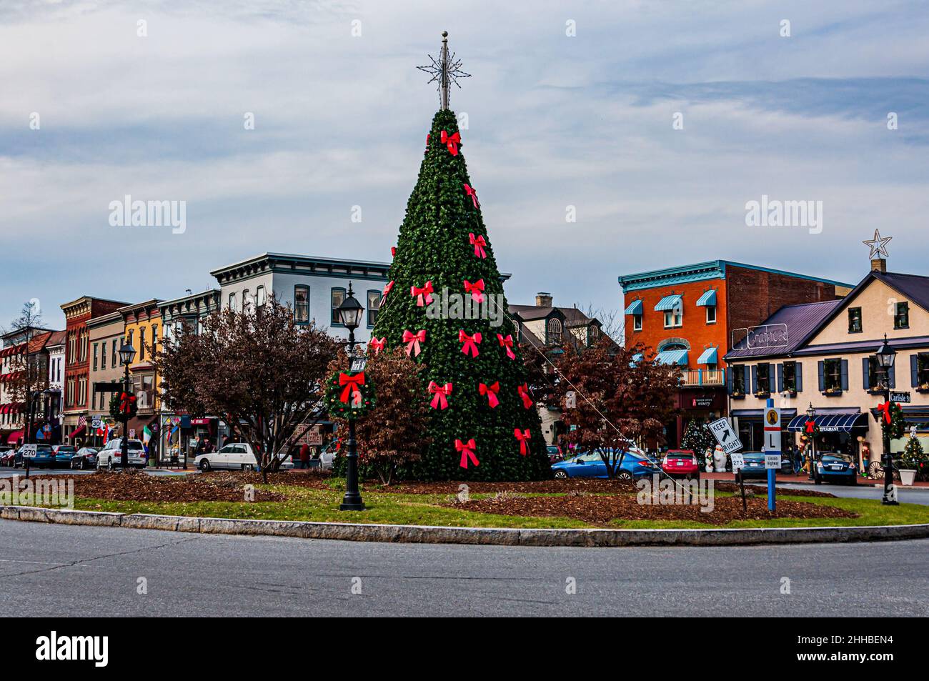 Photo of Gettysburg Town Square at Christmastime, Gettysburg, Pennsylvania USA Stock Photo