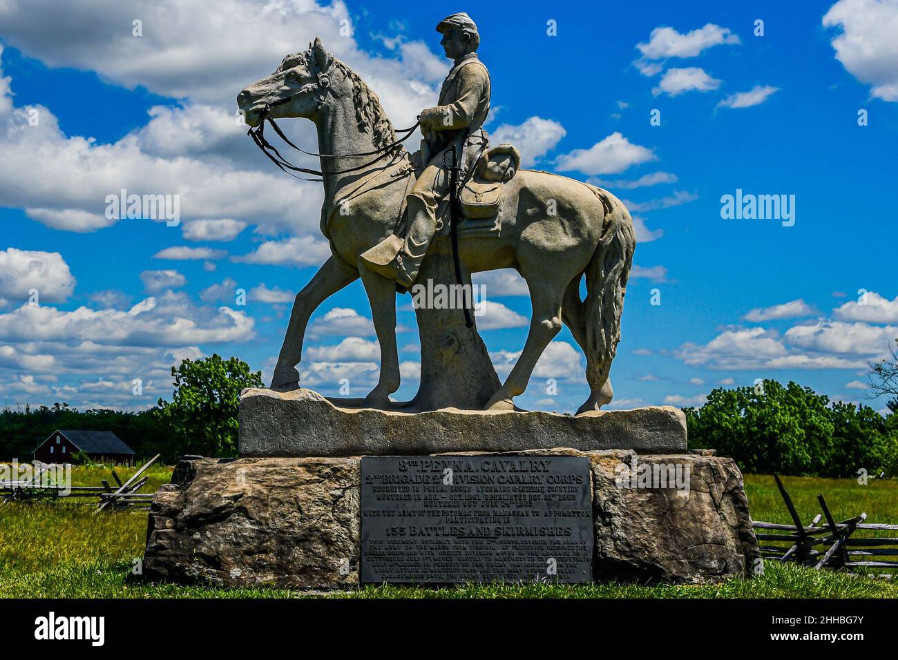Photo of The Monument to the 8th Pennsylvania Cavalry, Located Near the Pennsylvania State Monument, Gettysburg National Military Park USA Stock Photo