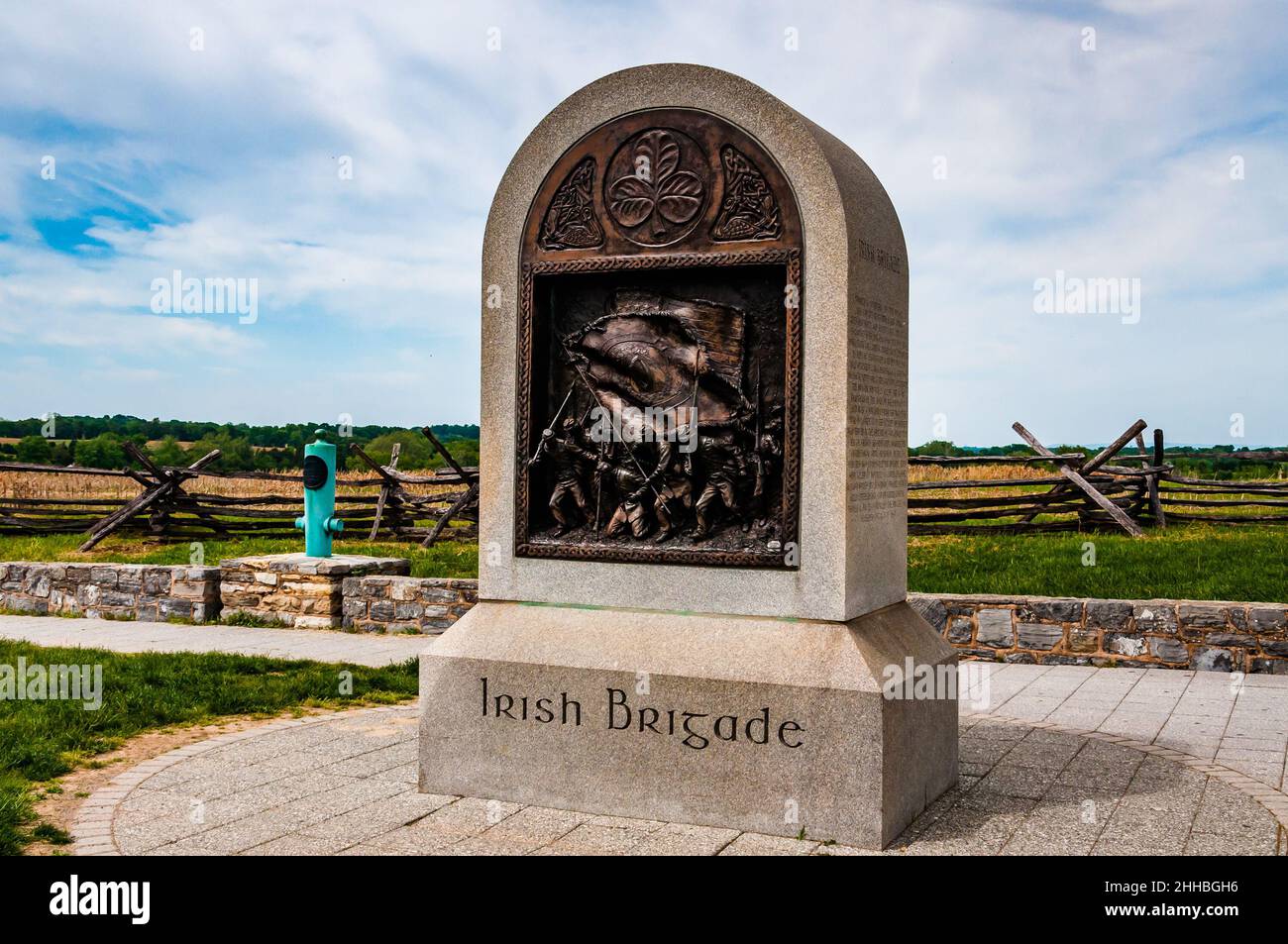 Photo of the Irish Brigade Monument, Bloody Lane, Antietam National Battlefield, Maryland USA Stock Photo