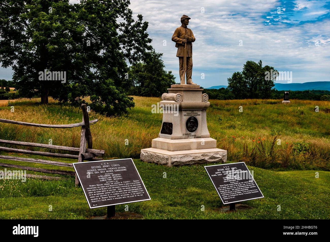 Photo of 130th Pennsylvania Volunteer Infantry Monument, Antietam National Battlefield, Maryland USA Stock Photo