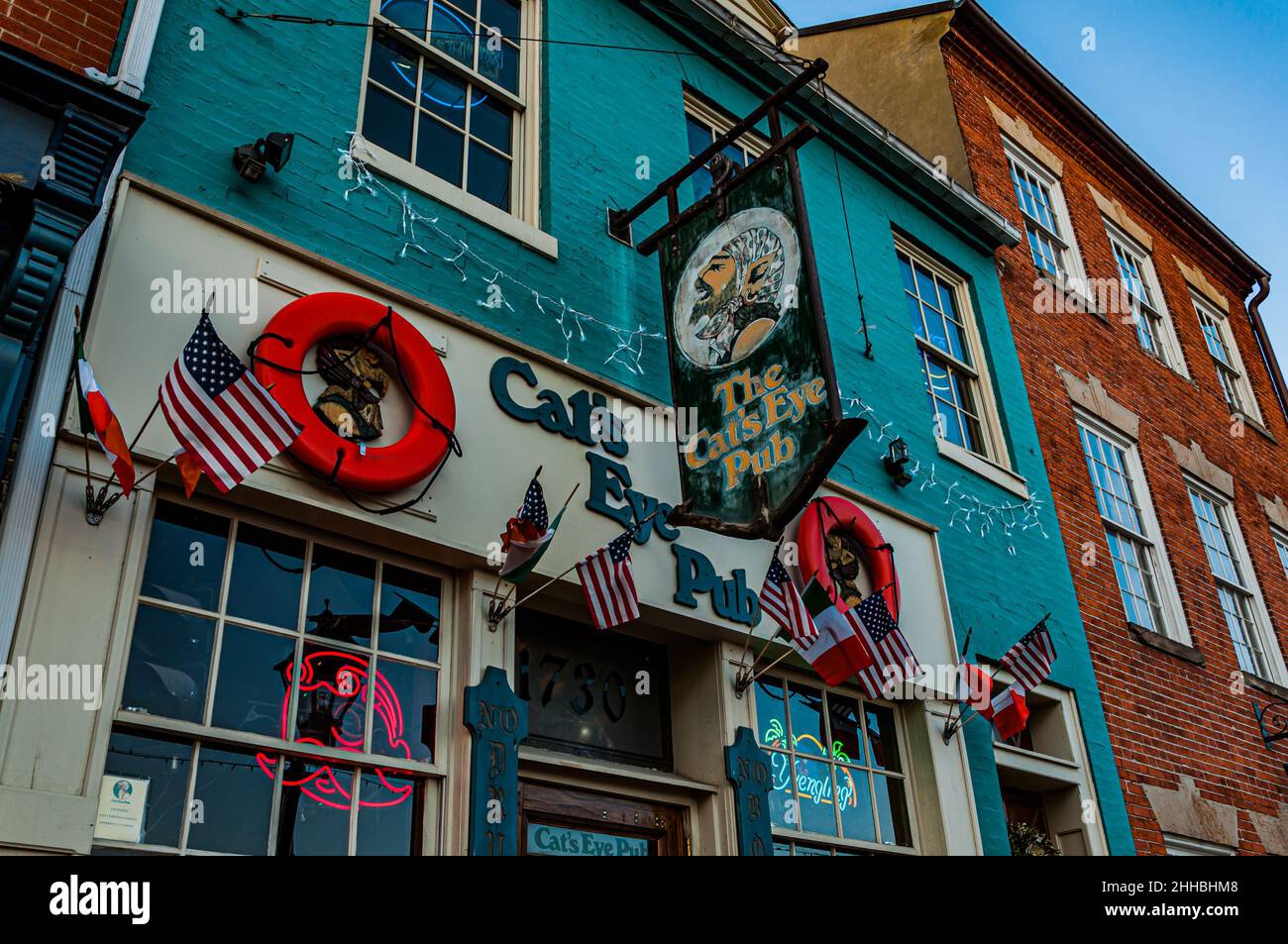 Photo of The Cats Eye Pub, Fells Point, Baltimore, Maryland USA Stock
