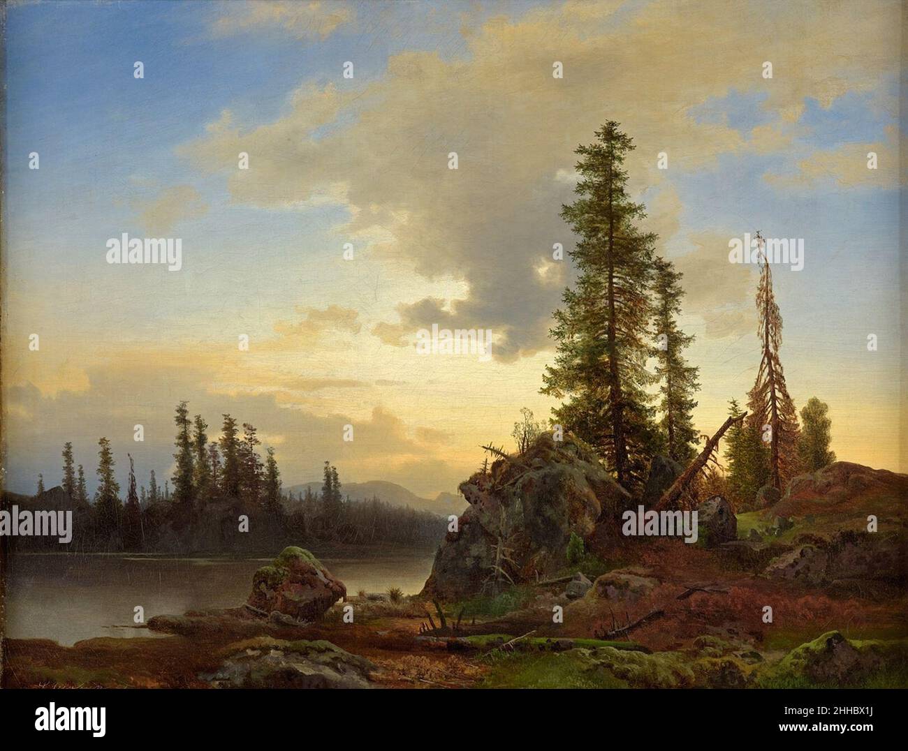 Sophus Jacobsen Nordische Landschaft. Stock Photo