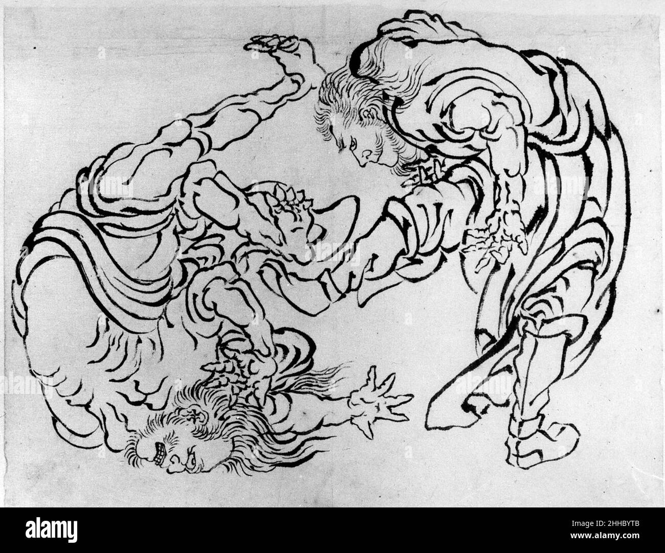Two Wrestlers 18th–19th century Attributed to Katsushika Hokusai Japanese. Two Wrestlers  57263 Stock Photo