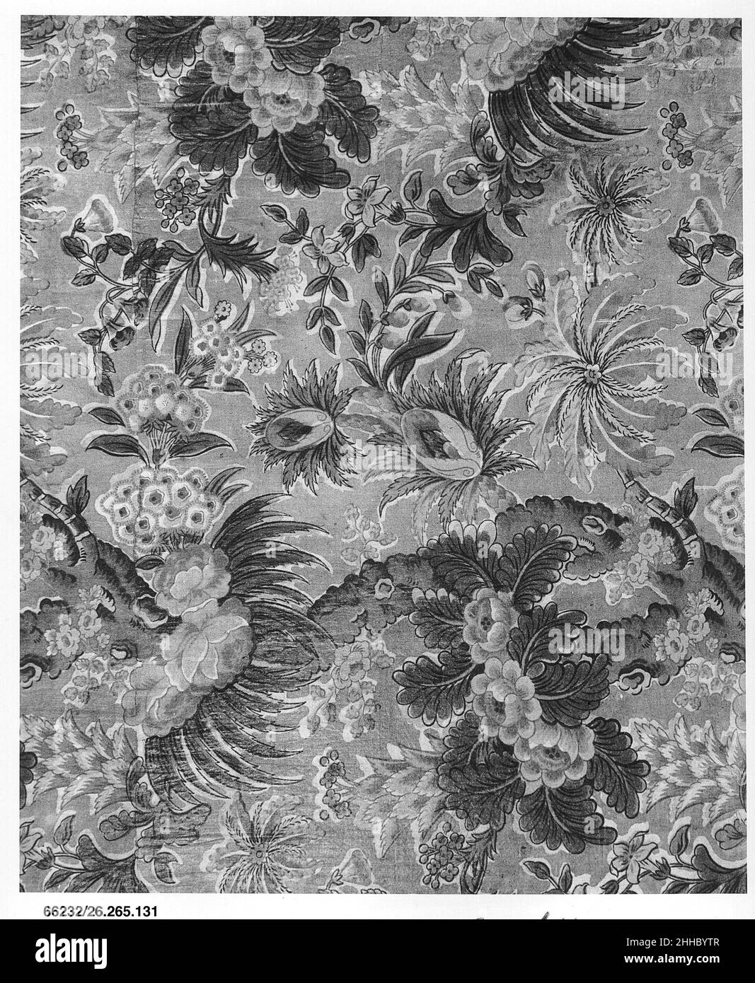 Floral print ca. 1815 Bannister Hall The Bannister Hall print works was founded ca. 1798 by Richard Jackson and John Stephenson. Between 1809 and 1825 it was owned by Charles Swainson with varying partners. It was the leading firm for woodblock 'furniture' chintzes.. Floral print  222030 Stock Photo