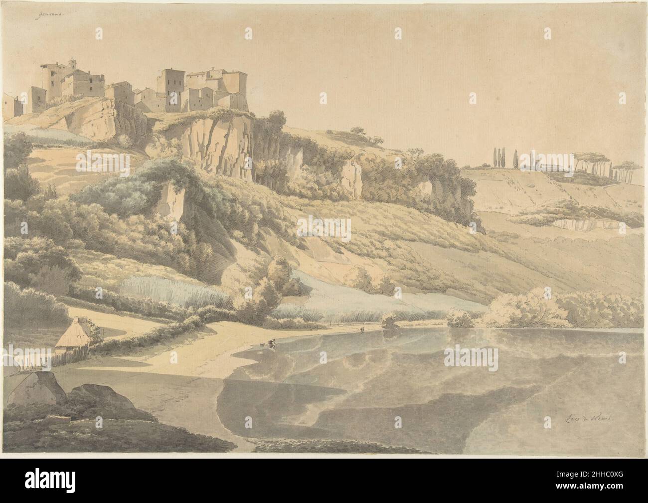 Genzano and Lake Nemi early 19th century Josephus Augustus Knip Dutch. Genzano and Lake Nemi  335688 Stock Photo