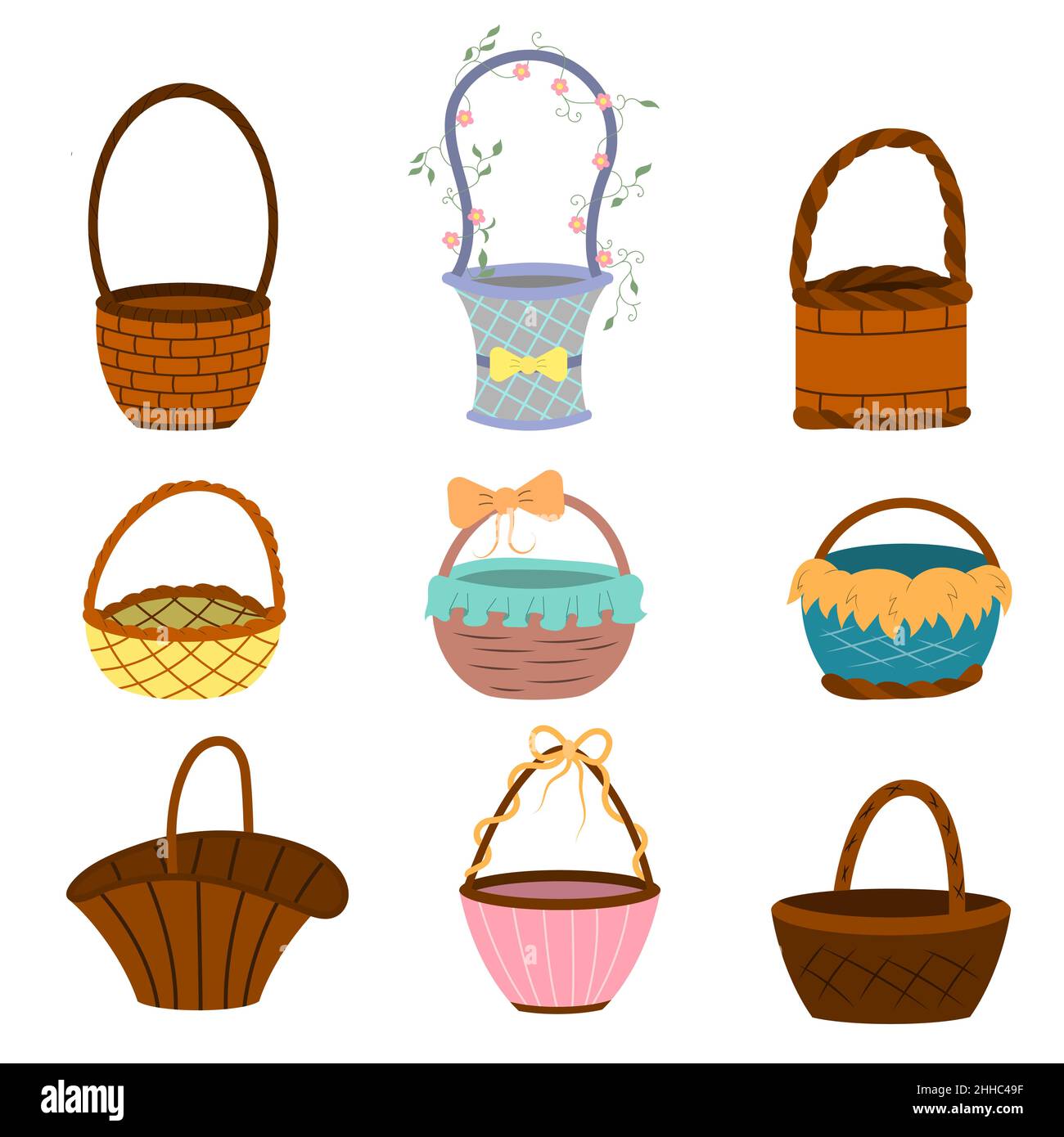 A set of wicker baskets, vector isolated on a white background Stock ...