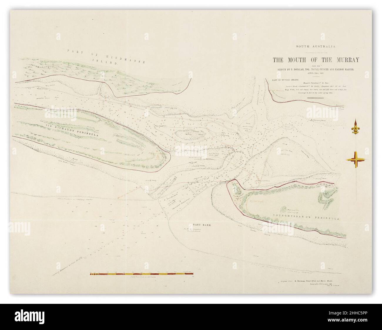 South Australia. The Mouth of the Murray (map, c1860) SLSA ID 44323132 ...