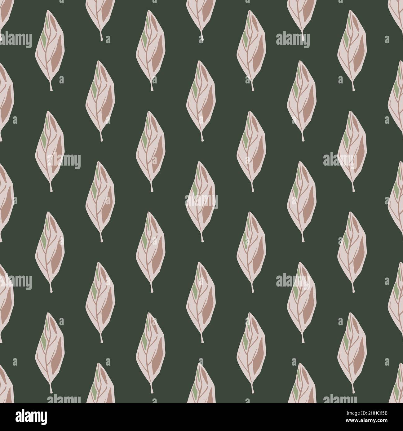 Simple leaf ornament seamless pattern. Botanic print in pastel tones on ...
