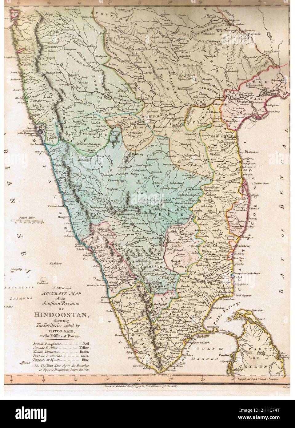 South India Map 1794 Stock Photo Alamy