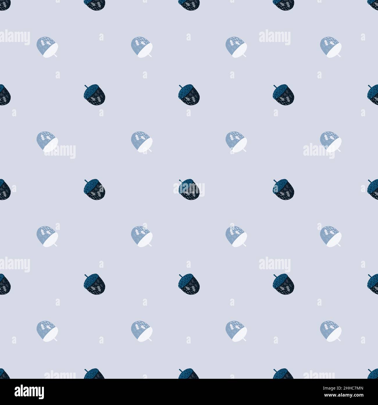 Abstract botanical seamless pattern with little hand drawn acorn shapes ...