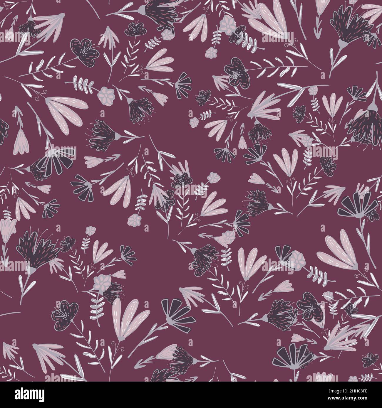 Abstract seamless random pattern with pastel daisy flowers bouquet ...