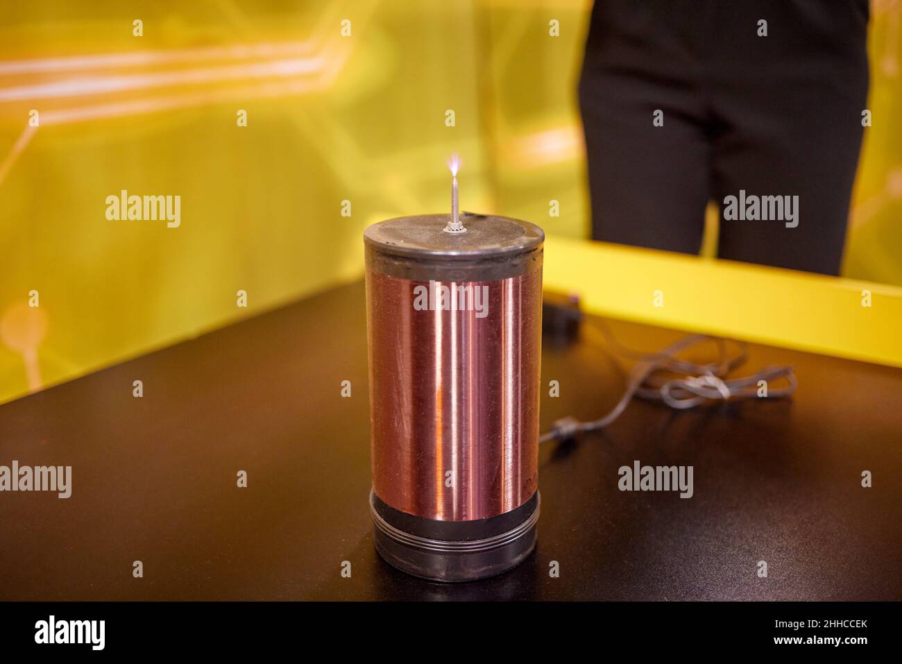 Lightning generator. Tesla coil. best at smaller sizes Stock Photo Alamy