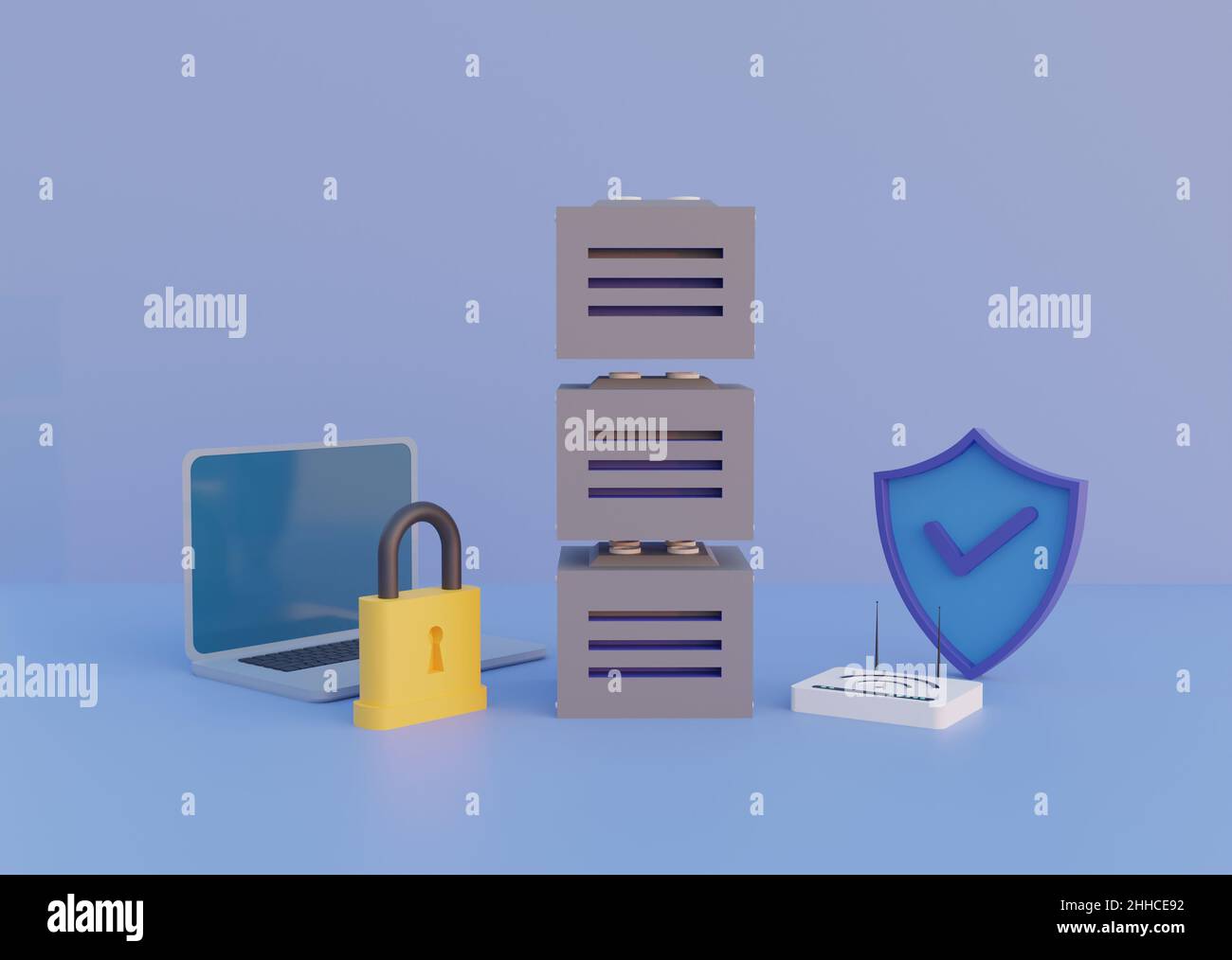server database security concept . 3d illustration rendering render ...