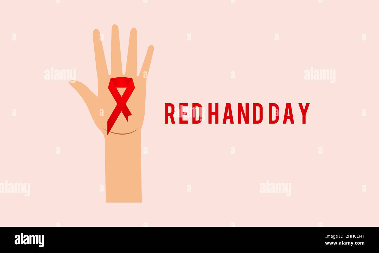 Red Hand Day. Vector template for banner, card, poster, background. Stock Vector