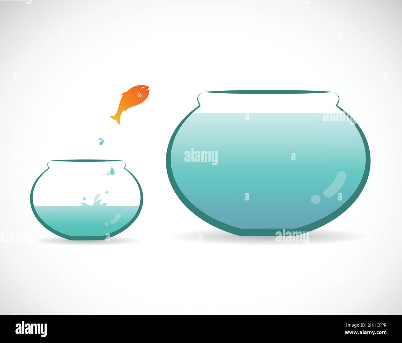 Vector of fish jumping out of aquarium. Freedom concept. Easy editable layered vector illustration. Stock Vector