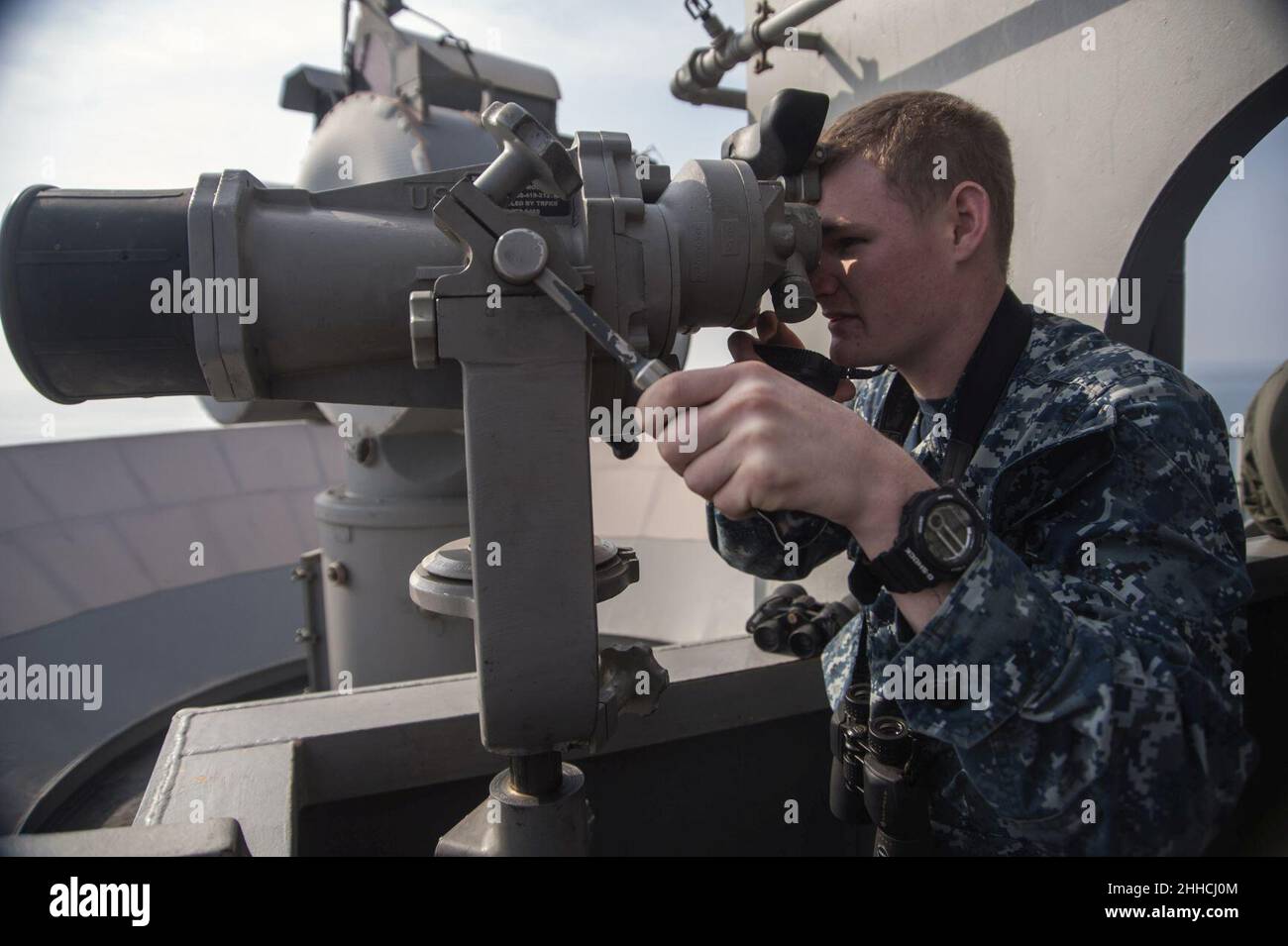 Speaking into a soundpowered telephone 140305 Stock Photo Alamy